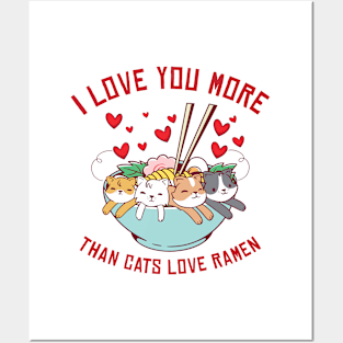 Ramen Valentine's Day February Cat Foodie Posters and Art